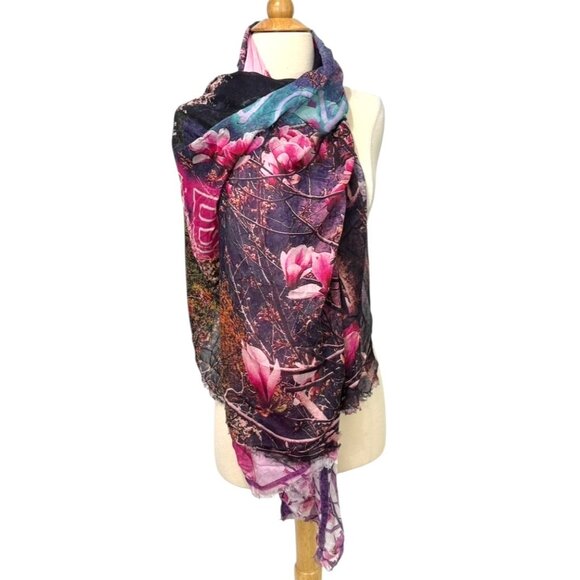 PS Paul Smith Scarf Wrap Dream Wonder Love Magnolia Large 53 x 64 Made in Italy - Picture 6 of 10